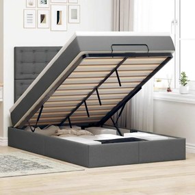 Estrutura cama otomana colchão 120x200cm tecido cinzento escuro
