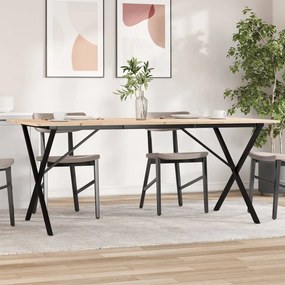 Mesa de jantar estrutura em X 180x90x75cm pinho e aço