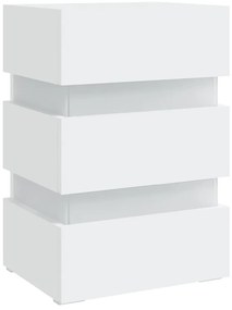 Mesa de cabeceira c/ luzes LED derivados de madeira branco