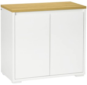 HOMCOM Aparador de Sala de Estar Armário de Armazenamento Móvel Auxiliar de Cozinha com 2 Portas e Prateleira Ajustável para Sala de Jantar Entrada 80x37x75 cm Branco e Madeira