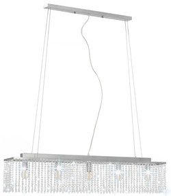 Candeeiro de teto com contas de cristal 104 cm E14 prateado