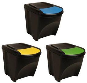 Caixotes do lixo empilháveis 3 pcs 75 L antracite