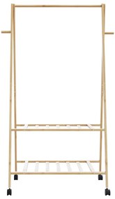 Cabide com prateleiras e rodas 96x45,5x155,5 cm bambu