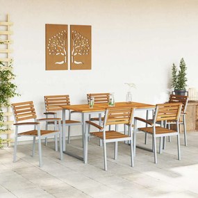 Conjunto de Jantar de Jardim de 7 Peças em Madeira Sólida de Acácia e