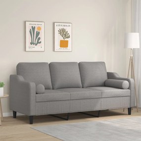 vidaXL Sofá 2 lugares c/ almofadas/almofadões 120cm tecido cinza-claro