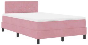 Cama Box com Colchão e LED Rosa 120x190 cm Veludo