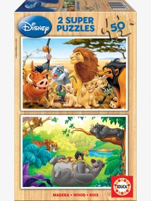 Lote de 2 puzzles em madeira de 50 peças Disney® Animals Friends O Rei leão + O livro da selva, da EDUCA  multicolor