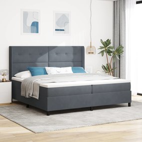 Cama Box Spring com Colchão vidaXL Cinza Escuro 200x200 cm Veludo