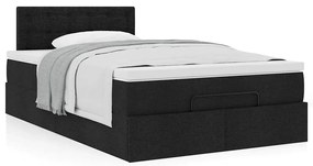 Cama otomana com colchão 120x200 cm tecido preto