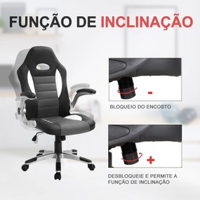 Cadeira de escritório ergonômica Altura ajustável Com 5 rodas 71x64x109-119 cm cinza