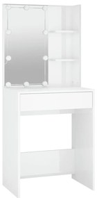 Toucador com LEDs 60x40x140 cm branco brilhante