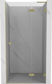 Mexen Lunar L porta de duche de abrir direita 80 cm, transparente, dourada escovada - 834L-080-000-55-00-P