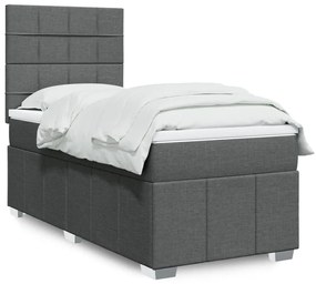 Cama com molas/colchão 90x190 cm tecido cinza-escuro
