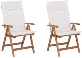 Conjunto de 2 cadeiras de jardim com almofadas creme JAVA Beliani