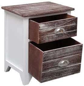 Mesa de cabeceira 38x28x45 cm madeira paulownia castanho/branco