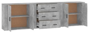 Aparadores 3 pcs derivados de madeira cinzento cimento