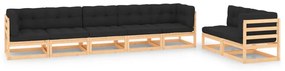 vidaXL 7 pcs conjunto lounge de jardim c/ almofadões pinho maciço