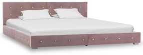 vidaXL Estrutura de cama 160x200 cm veludo cor-de-rosa