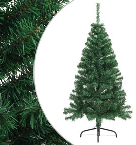 Meia árvore de Natal artificial com suporte 120 cm PVC verde