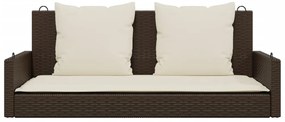 Banco baloiço com almofadões 119x56x48 cm vime PE castanho