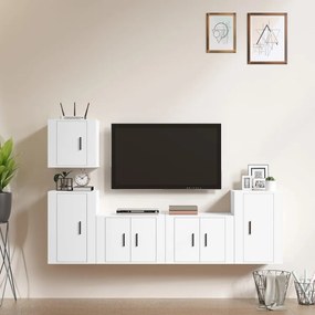 vidaXL Conjunto móveis de TV 5 pcs madeira processada branco