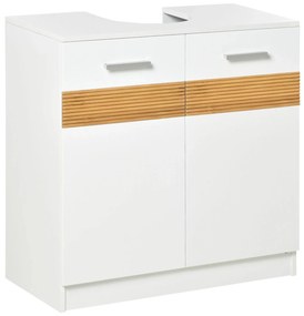 Kleankin Móvel para Lavatório Pousar Armário Casa de Banho de Madeira com 2 Portas e Prateleira Interior Estilo Moderno 60x30x60,5cm Branco