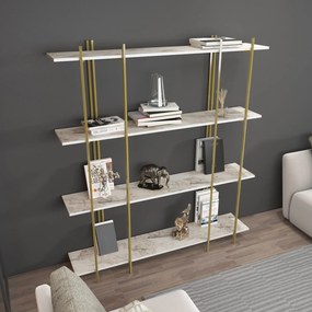 Estante Moss – Branco e Dourado – 160x180x29,6 cm