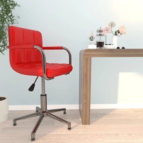 vidaXL Cadeira de escritório giratória couro artificial vermelho