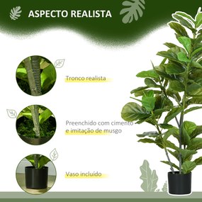 Conjunto de 2 Plantas Artificiais Ficus 110 cm com 90 Folhas Musgo e Vaso Planta Artificial Decorativa para Interior e Exterior Verde