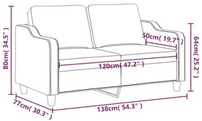 Sofá de 2 lugares tecido 120 cm cor creme