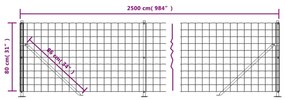 Cerca de malha de arame com flange 0,8x25 m verde
