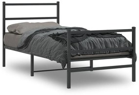 vidaXL Estrutura de cama com cabeceira e pés 90x190 cm metal preto