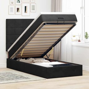 vidaXL Estrutura de cama otomana com colchões preto 80x200cm veludo