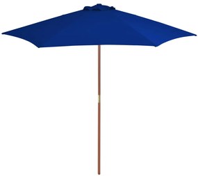 Guarda-sol de jardim com poste de madeira 270 cm azul