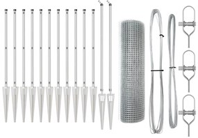 Cerca de Fio Soldado da com 13 Postes Espinhados 0.4x25 m Aço Galvaniz
