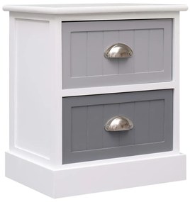 vidaXL Mesa de cabeceira 38x28x45 cm madeira paulownia cinzento
