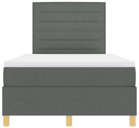 Cama Box Spring com Colchão &amp; LED Cinza Escuro 120x200 cm Tecido