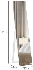 Espelho de Pé de Corpo Inteiro Retangular com 2 Formas de Uso Estrutura de Madeira de Pinho 37x43x156 cm Branco