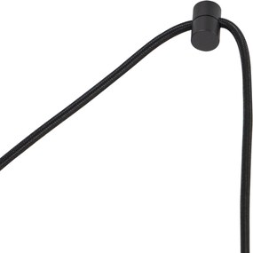 Candeeiro suspenso preto com ficha e abajur preto com interior dourado 35cm - Cavalux