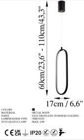 Candeeiro Chandelier Can – Preto – 17 x 60-110 cm