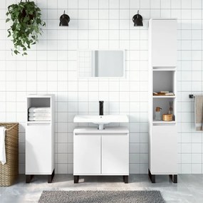 vidaXL 3 pcs conjunto móveis casa de banho madeira processada branco