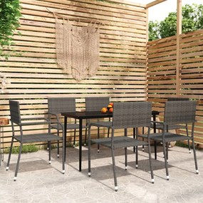 vidaXL 7 pcs conjunto de jantar para jardim cinzento