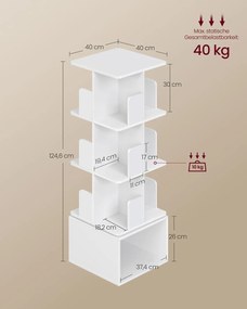 Estante 40 x 40 x 124,6 cm giratória 360° com compartimentos abertos e 4 níveis Coleção Custos Branca
