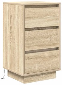 Mesa de cabeceira com luzes LED 38x34x65 cm carvalho sonoma