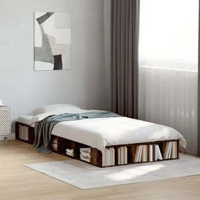 vidaXL Estrutura cama 100x200 cm derivados de madeira carvalho fumado