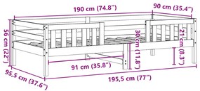 Cama sem colchão 90x190 cm madeira de pinho maciça branco