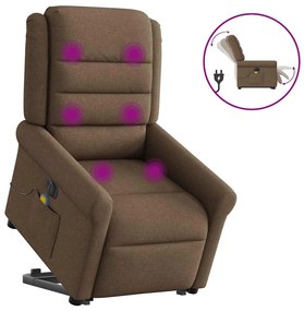 vidaXL Poltrona elétrica elevatória massagens tecido castanho