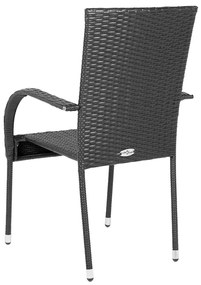 Cadeiras de exterior empilháveis 6 pcs vime PE preto