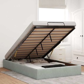 Otomano Bed Frame No Colchão Cinzento Claro 120x190 cm Veludo