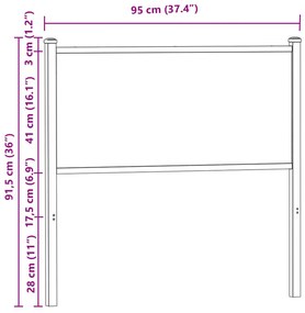 Cabeceira de cama 90cm derivados de madeira/aço carvalho sonoma
